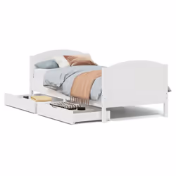 vidaXL Bed Frame with Headboard Bed Base Bedstead Solid Wood Pine - white, 90 x 190 cm