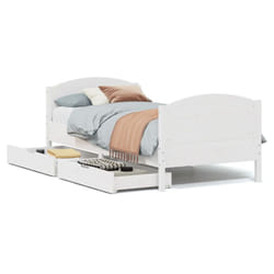 vidaXL Bed Frame with Headboard Bed Base Bedstead Solid Wood Pine - white, 90 x 190 cm