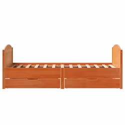 vidaXL Bed Frame with Headboard Bed Base Bedstead Solid Wood Pine - wax brown, 75 x 190 cm - Additional view 6