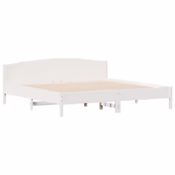 vidaXL Bed Frame with Headboard Bed Base Wax Solid Wood Pine - white, 200 x 200 cm - Additional view 4
