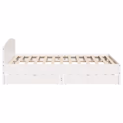 vidaXL Bed Frame with Headboard Bed Base Wax Solid Wood Pine - white, 200 x 200 cm - Additional view 6