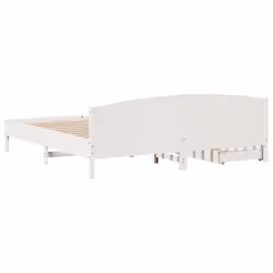 vidaXL Bed Frame with Headboard Bed Base Wax Solid Wood Pine - white, 200 x 200 cm - Additional view 7
