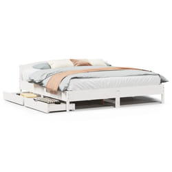vidaXL Bed Frame with Headboard Bed Base Wax Solid Wood Pine - white, 180 x 200 cm