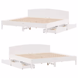vidaXL Bed Frame with Headboard Bed Base Wax Solid Wood Pine - white, 180 x 200 cm - Additional view 8