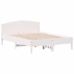 vidaXL Bed Frame with Headboard Bed Base Wax Solid Wood Pine - white, 160 x 200 cm - Additional view 4