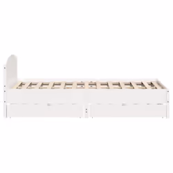 vidaXL Bed Frame with Headboard Bed Base Wax Solid Wood Pine - white, 140 x 200 cm - Additional view 6