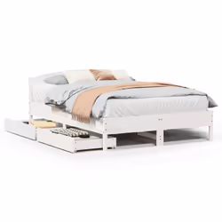 vidaXL Bed Frame with Headboard Bed Base Wax Solid Wood Pine - white, 120 x 200 cm