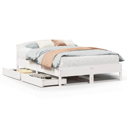vidaXL Bed Frame with Headboard Bed Base Wax Solid Wood Pine - white, 120 x 200 cm
