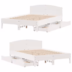 vidaXL Bed Frame with Headboard Bed Base Wax Solid Wood Pine - white, 120 x 200 cm - Additional view 8