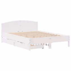 vidaXL Bed Frame with Headboard Bed Base Wax Solid Wood Pine - white, 135 x 190 cm