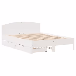 vidaXL Bed Frame with Headboard Bed Base Wax Solid Wood Pine - white, 120 x 190 cm