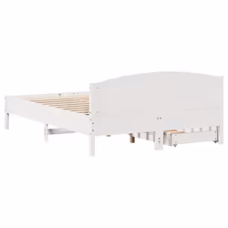 vidaXL Bed Frame with Headboard Bed Base Wax Solid Wood Pine - white, 120 x 190 cm - Additional view 7