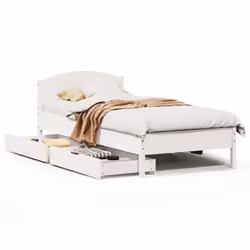 vidaXL Bed Frame with Headboard Bed Base Wax Solid Wood Pine - white, 100 x 200 cm