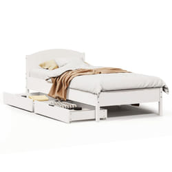 vidaXL Bed Frame with Headboard Bed Base Wax Solid Wood Pine - white, 100 x 200 cm