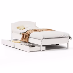 vidaXL Bed Frame with Headboard Bed Base Wax Solid Wood Pine - white, 90 x 200 cm