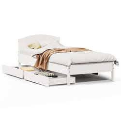 vidaXL Bed Frame with Headboard Bed Base Wax Solid Wood Pine - white, 90 x 200 cm