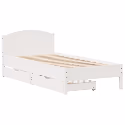vidaXL Bed Frame with Headboard Bed Base Wax Solid Wood Pine - white, 90 x 200 cm