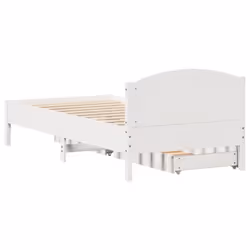 vidaXL Bed Frame with Headboard Bed Base Wax Solid Wood Pine - white, 90 x 200 cm - Additional view 7