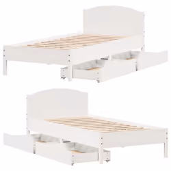 vidaXL Bed Frame with Headboard Bed Base Wax Solid Wood Pine - white, 90 x 200 cm - Additional view 8