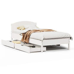 vidaXL Bed Frame with Headboard Bed Base Wax Solid Wood Pine - white, 75 x 190 cm
