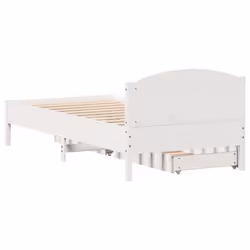 vidaXL Bed Frame with Headboard Bed Base Wax Solid Wood Pine - white, 75 x 190 cm - Additional view 7