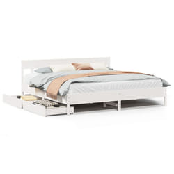 vidaXL Bed Frame with Headboard Bed Base Solid Wood Pine - white, 200 x 200 cm