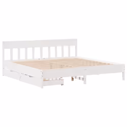 vidaXL Bed Frame with Headboard Bed Base Solid Wood Pine - white, 200 x 200 cm
