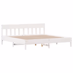 vidaXL Bed Frame with Headboard Bed Base Solid Wood Pine - white, 200 x 200 cm - Additional view 4