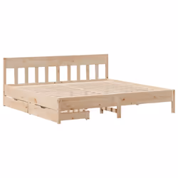 vidaXL Bed Frame with Headboard Bed Base Solid Wood Pine - natural, 180 x 200 cm