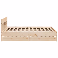 vidaXL Bed Frame with Headboard Bed Base Solid Wood Pine - natural, 180 x 200 cm - Additional view 5