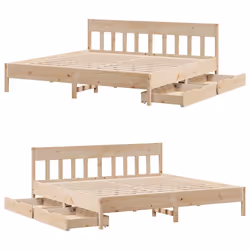 vidaXL Bed Frame with Headboard Bed Base Solid Wood Pine - natural, 180 x 200 cm - Additional view 7