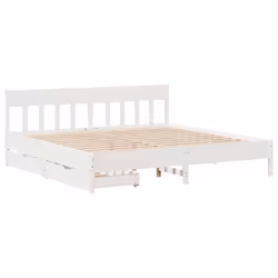 vidaXL Bed Frame with Headboard Bed Base Solid Wood Pine - white, 180 x 200 cm - Additional view 2
