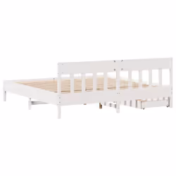 vidaXL Bed Frame with Headboard Bed Base Solid Wood Pine - white, 180 x 200 cm - Additional view 7