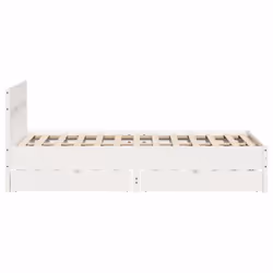 vidaXL Bed Frame with Headboard Bed Base Solid Wood Pine - white, 160 x 200 cm - Additional view 6