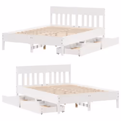 vidaXL Bed Frame with Headboard Bed Base Solid Wood Pine - white, 140 x 200 cm - Additional view 8