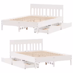 vidaXL Bed Frame with Headboard Bed Base Solid Wood Pine - white, 120 x 200 cm - Additional view 7