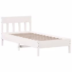 vidaXL Bed Frame with Headboard Bed Base Solid Wood Pine - white, 100 x 200 cm - Additional view 4