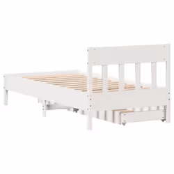 vidaXL Bed Frame with Headboard Bed Base Solid Wood Pine - white, 100 x 200 cm - Additional view 7