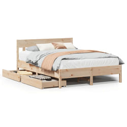 vidaXL Bed Frame with Headboard Bed Base Solid Wood Pine - natural, 140 x 190 cm