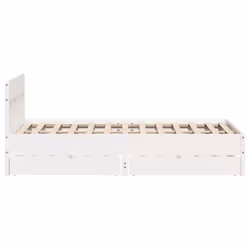 vidaXL Bed Frame with Headboard Bed Base Solid Wood Pine - white, 140 x 190 cm - Additional view 6