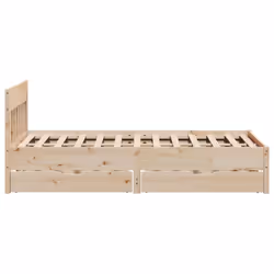 vidaXL Bed Frame with Headboard Bed Base Solid Wood Pine - natural, 135 x 190 cm - Additional view 5