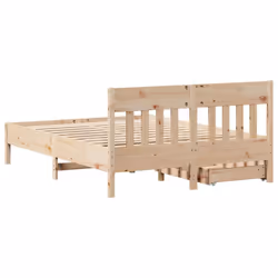 vidaXL Bed Frame with Headboard Bed Base Solid Wood Pine - natural, 135 x 190 cm - Additional view 6