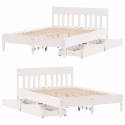 vidaXL Bed Frame with Headboard Bed Base Solid Wood Pine - white, 120 x 190 cm - Additional view 8