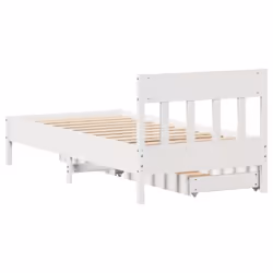 vidaXL Bed Frame with Headboard Bed Base Solid Wood Pine - white, 90 x 190 cm - Additional view 7