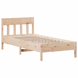 vidaXL Bed Frame with Headboard Bed Base Solid Wood Pine - natural, 75 x 190 cm