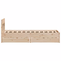 vidaXL Bed Frame with Headboard Bed Base Solid Wood Pine - natural, 75 x 190 cm - Additional view 5