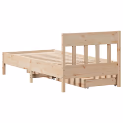 vidaXL Bed Frame with Headboard Bed Base Solid Wood Pine - natural, 75 x 190 cm - Additional view 6