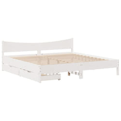 vidaXL Bed Frame with Drawers Bed Base Solid Wood Pine - white, 200 x 200 cm