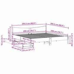 vidaXL Bed Frame with Drawers Bed Base Solid Wood Pine - white, 200 x 200 cm