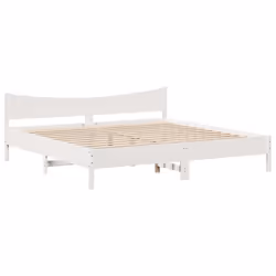 vidaXL Bed Frame with Drawers Bed Base Solid Wood Pine - white, 200 x 200 cm - Additional view 4